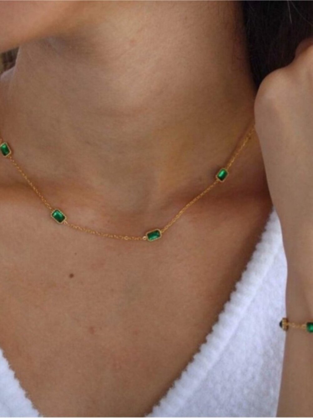 Gold Plated Stainless Steel cubic zirconia Necklace